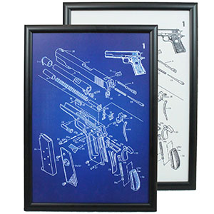 Framed Military Blueprints