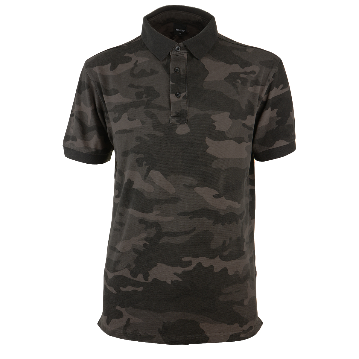 Black camo polo top