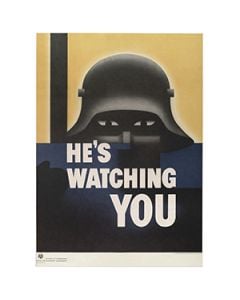 This view shows the front of the WW2 'He's Watching You' Framed Print. Thumbnail.