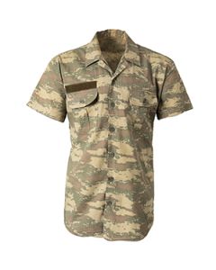 This view shows the front of the Original Tubitak Turkish Army Camo Short-Sleeve Field Shirt. Thumbnail.