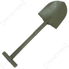 Front view of green American M1910 Shovel