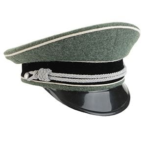 German Waffen SS Officer Visor Cap - Field Grey without Insignia