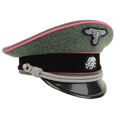 German Waffen SS Officer Visor Cap - Field Grey - Pink Piping