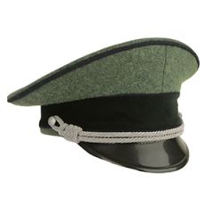 German Army Officer Visor Cap without Insignia - Field Grey - Black Piping