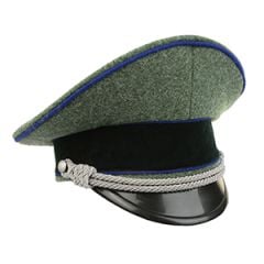 German Army Officer Visor Cap without insignia- Field Grey - Cornflower Blue Piping