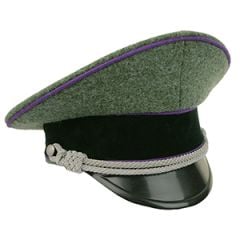 German Army Officer Visor Cap without Insignia - Field Grey - Purple Piping