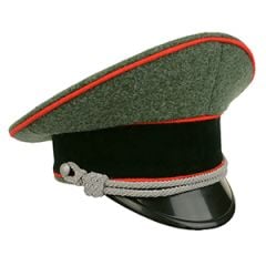 German Army Officer Visor Cap without Insignia - Field Grey - Red Piping