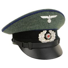 German Army Heer/NCO Visor Cap - Field Grey - Cornflower Blue Piping