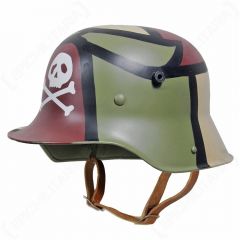 WW1 German M16 Helmet - 3 Colour Camo with Skull Main