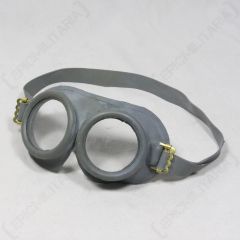 Front of grey NATO Gas Mask Goggles with grey rubber strap