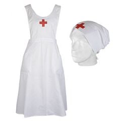 Nurses Uniform - Red Cross Apron and Tied Hat