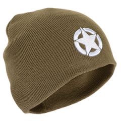 WW2 Star Beanie Hat - US Olive