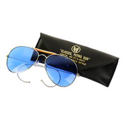 Rothco Aviator Style Sunglasses with Case - Blue Lenses