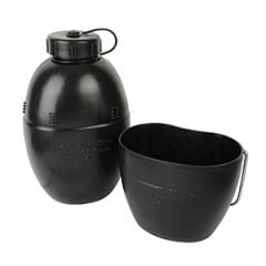 British Army Style Water Bottle and Mug - Black