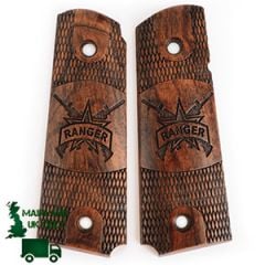 US Engraved Wooden Colt Grips - Ranger