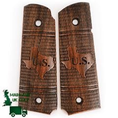 US Engraved Wooden Colt Grips - Texas