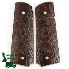 US Engraved Wooden Colt Grips - Republic of Texas