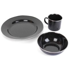 Black Enamel Camping Dinner Set Thumbnail