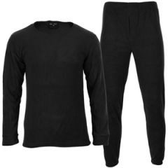 Black Round Neck Thermal Underwear Set