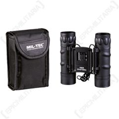 10 x 25 Foldable Binoculars with Case - Black