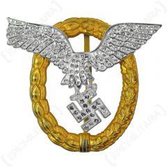 WW2 German Metal Luftwaffe Pilot Observer Badge with Diamonds