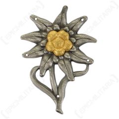 WW2 German M43 Cap Badge Edelweiss (Officer) - Aged