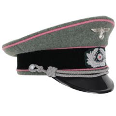 German Army Officer Visor Cap - Pink Piping - Large (58/59cm)