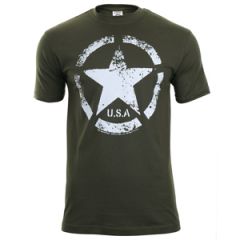 Green US Military Vintage Star T-Shirt