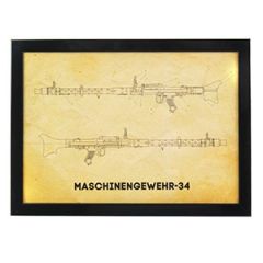 MG 34 Machine Gun Framed Blueprint Thumbnail