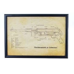 German MP40 Submachine Gun Framed Blueprint Thumbnail