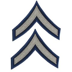 Pair of Private First Class 1942-1948 Rank Badges - Khaki on Blue