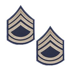 Pair of Technical Sergeant 1942-1948 Rank Badges - Khaki on Blue