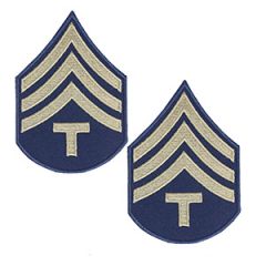 Pair of Technician/4th Grade 1942-1948 Rank Badges - Khaki on Blue