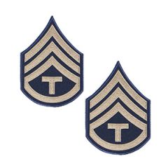 Pair of Technician/3rd Grade 1942-1948 Rank Badges - Khaki on Blue