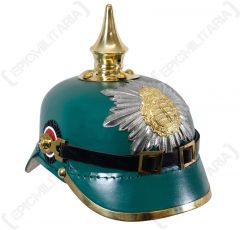 WW1 Saxony Green Leather Pickelhaube