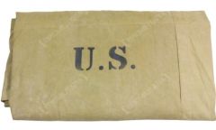 Folded up Khaki US Pup Tent Shelter Half with U.S. stamped in black