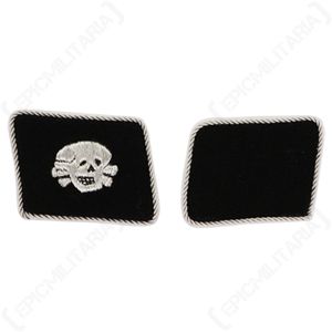 WW2 German Totenkopf Officer's Collar Tabs - 1st Pattern