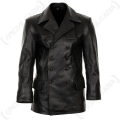 German Black Leather U-Boat Jacket Main