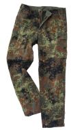 Front view of pair of German Army Flecktarn Trousers on white background