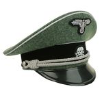 German Waffen SS Officer Visor Cap - Field Grey - Silver Piping