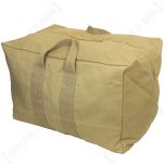 Rectangular khaki canvas bag with two canvas handles on each side