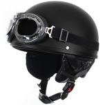 Open Helmet with Goggles - Black