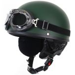Open Helmet with Goggles - Olive