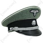 WW2 German Waffen SS Officer Visor Cap - Field Grey