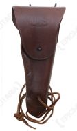 Front view of dark brown leather US M1916 Colt Pistol Holster