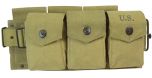 Side view of M1942 BAR Ammo Belt with 6 pouches, each with popper style button closures.