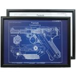 German Luger P08 Pistol Framed Blueprint
