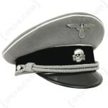 WW2 German Waffen SS Officer Visor Cap - Stone Grey