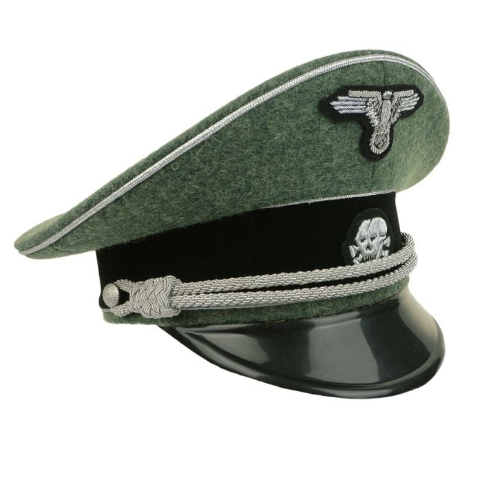 Buy German Waffen SS Officer Visor Cap - Field Grey - Silver Piping ...