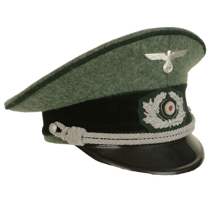 Buy German Army Officer Visor Cap - Field Grey - Grass Green Piping ...